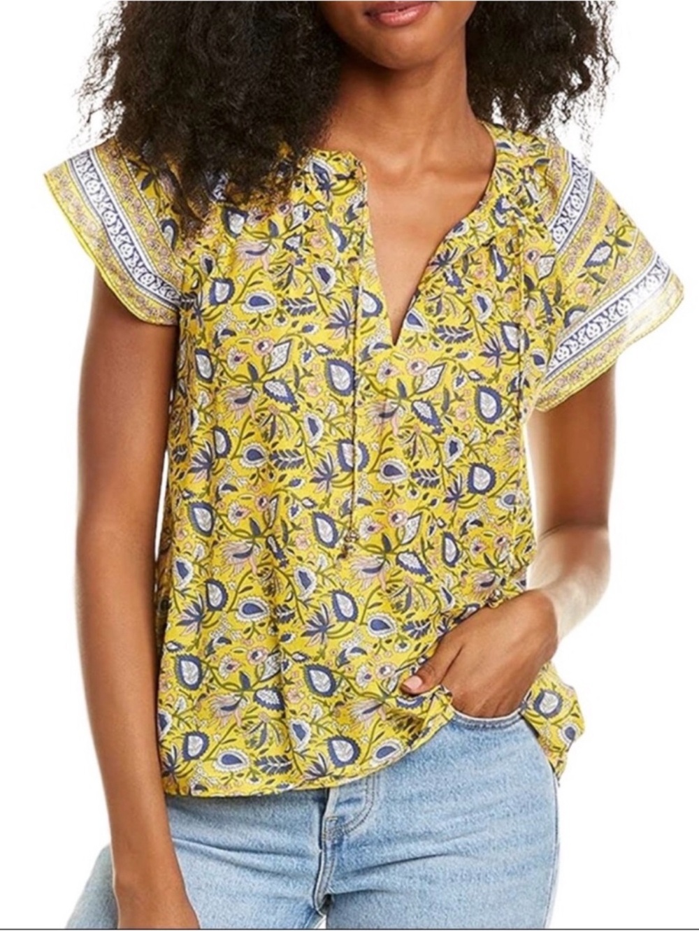 Jennifer & Grace Boho Yellow Floral Paisley Top